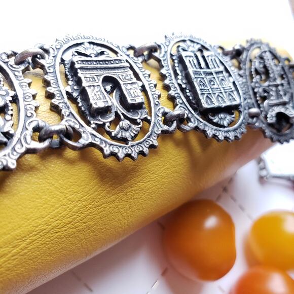 Vintage French Monuments Panel Link Bracelet - Picture 6 of 8